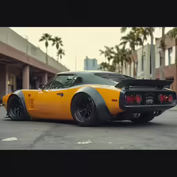 a car is parked on the side of the road