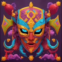 a painting of a woman with many colorful shapes on her face,an artwork piece in the form of a woman with her face made up of abstract designs and