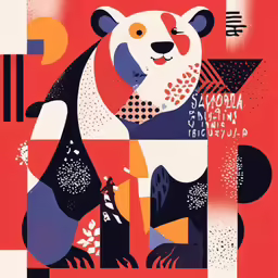 the red background is decorated with different designs