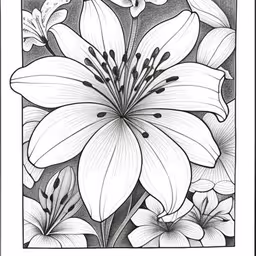 an ink drawing of a white flower,an image of black and white flowers,a white lily coloring page on paper,a black and white drawing of flowers on paper,a drawing of flowers with text on it