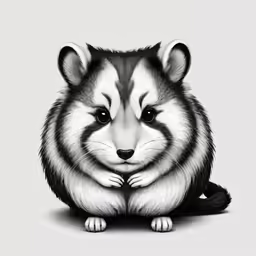 the black and white drawing of a small animal