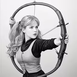 the woman is holding her bows and a bow