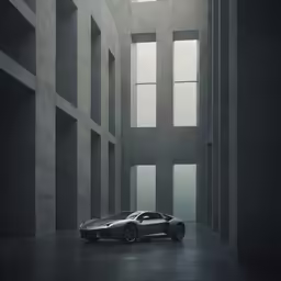 the concept cars in front of a high - rise building