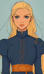 the blond haired girl in medieval clothing