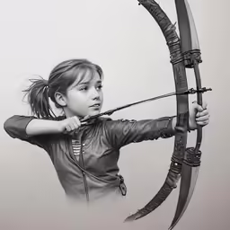 the girl is holding a bow with her hand