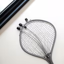 an image of a badminton racket with four pins