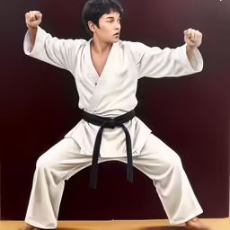 a statue of a person is in a karate pose