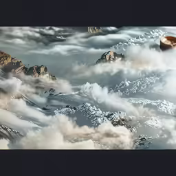 the aerial view from the top of the mountain in a plane