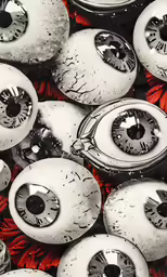 a bunch of eyes that have been submerged in a puddle