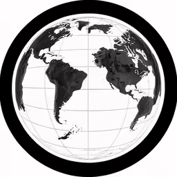 the map of the world is shown in a circle