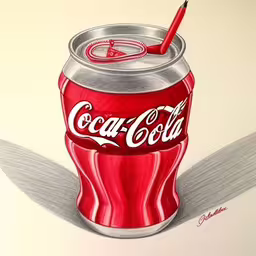 an image of a coke can pencil drawing