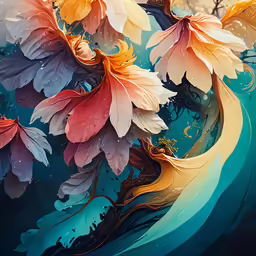 a very colorful painting with lots of flowers in it