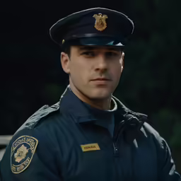 a security man wearing a uniform on top of his hat