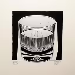 the drawing is made of water in a glass