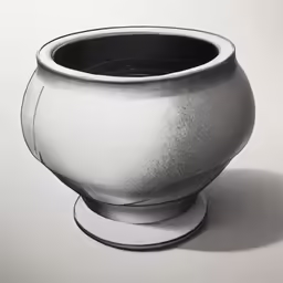 black and white painting of a pot