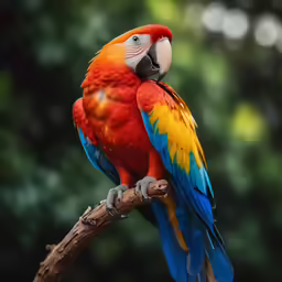 a parrot is perched on a branch outside