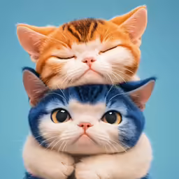 two cats are together in an adorable pose