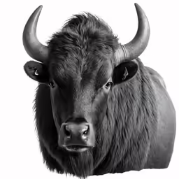 a black bull with long horns and big horns