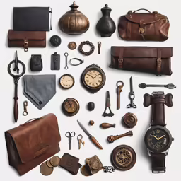 an assortment of different types of items, including watches and other household accessories