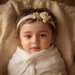 a young girl is laying down on a blanket