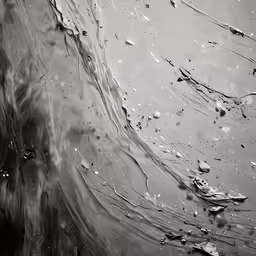 the black and white photograph shows the water on the sand