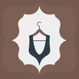 a brown and white illustration with an coat hanger