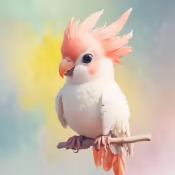 a bird with pink feathers is sitting on a tree branch