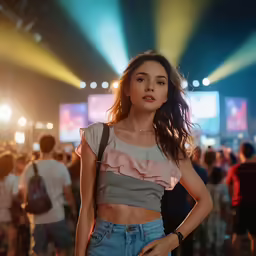a young woman is standing on a stage