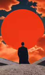 a man standing outside under the sun while staring out