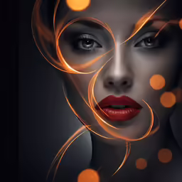 the woman is shown in an artistic fashion photo