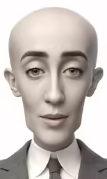 a man that has a fake head on a white background