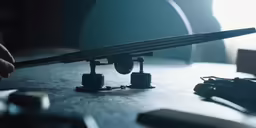 a camera and some microphones are on a table