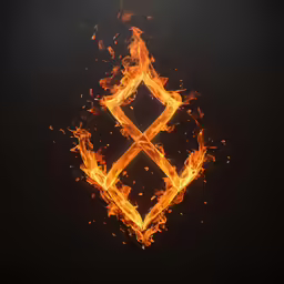 a letter shaped fire with a black background