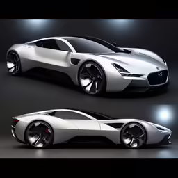 the concept car shows two different views and lighting