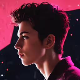 a portrait of a young man with a serious look,a man with short hair looking into the distance