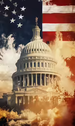 an image of the dome of a building with american flag