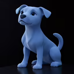 a blue dog that has a dark background