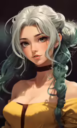 an art work of a woman with braids