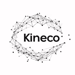 a logo that has an image of a circular with the word kineco on it