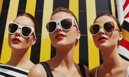 two women wearing white sunglasses are posing for the camera