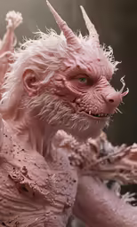a close up image of a creature with large, hairy eyes