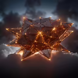 star shaped artwork in the middle of cloudy sky