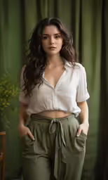 a young woman standing with her hands on the hips