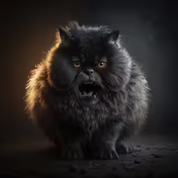 an angry looking animal with large eyes is on the ground