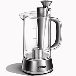 the electric blender has a large glass cup