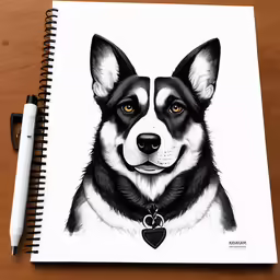 this is a drawing of a dog on paper