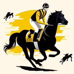 the horse jockey is going after his horse with several other horses,a jockey is racing along a horse with two horses chasing him