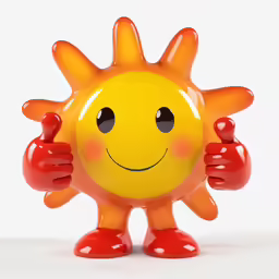 a yellow and red plastic toy with a smile on its face