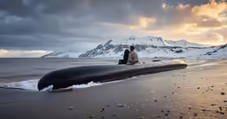 people sitting on top of a small boat in the water