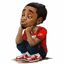 an illustrated drawing of a boy looking sad